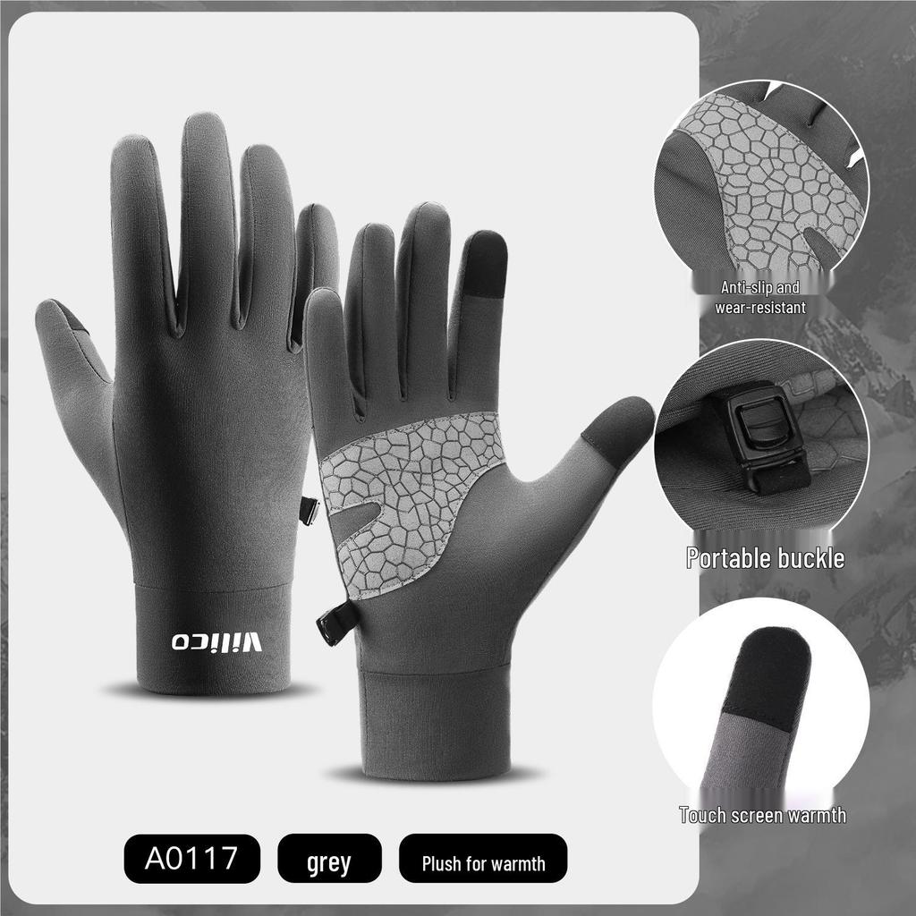 Kids' Unisex Touchscreen Non-Slip Cycling Gloves - Warm Velvet for Autumn & Winter Outdoor Sports