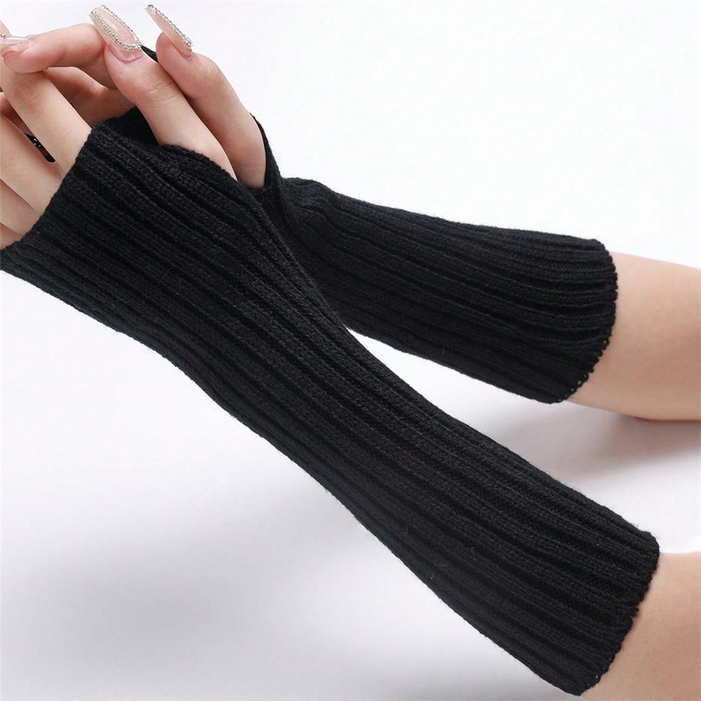 Lange Fingerlose Handschuhe Damen Fäustling Winter Armstulpen Gestrickte Ärmel Fein Lässig Weich Mädchen Goth Kleidung Punk Gothic Handschuh