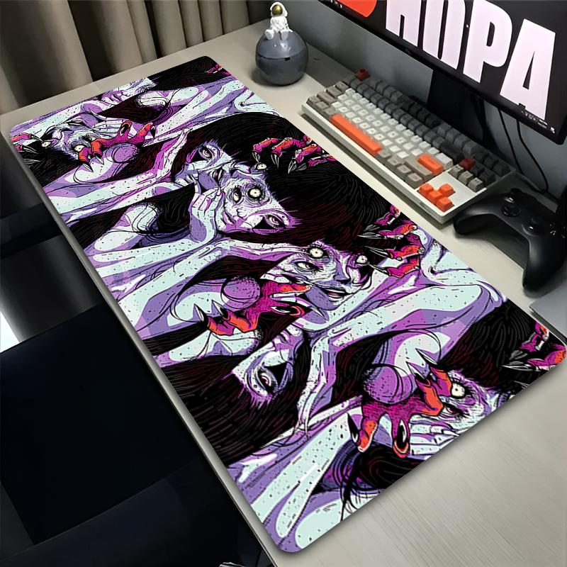 Anime Mouse Pads Large Gamer Notebook Keyboard Desk Mat Cool Carpet Rubber Gaming Accessories Junji Ito Tees Horror Mousepads