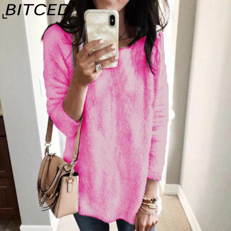 Женский зимний свитер BITCED с круглым вырезом XXXXXL розы красного