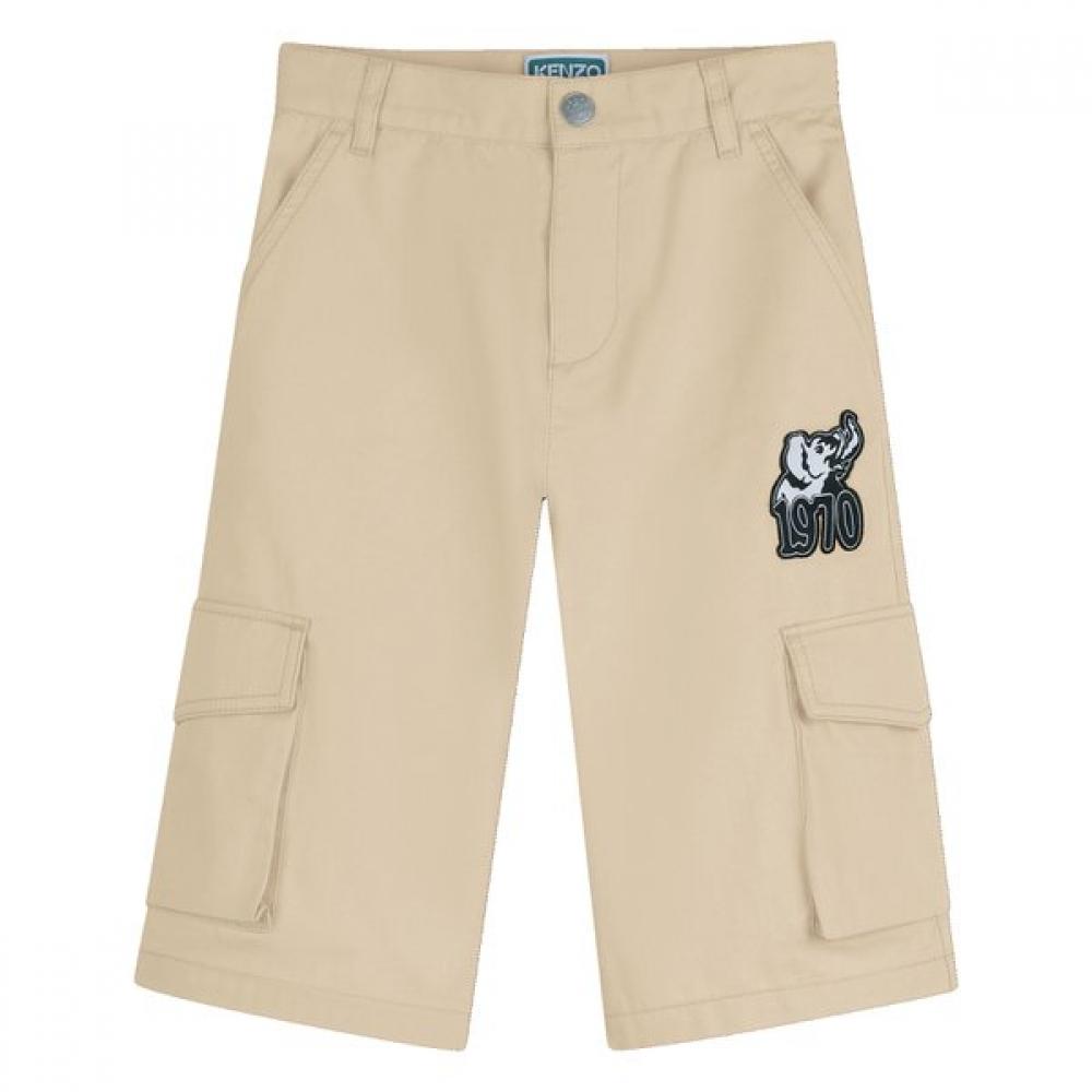 

Kenzo Kids 14y Elephant Cargo Shorts 26ss Z265afp322 Ivory/14Age_165CM