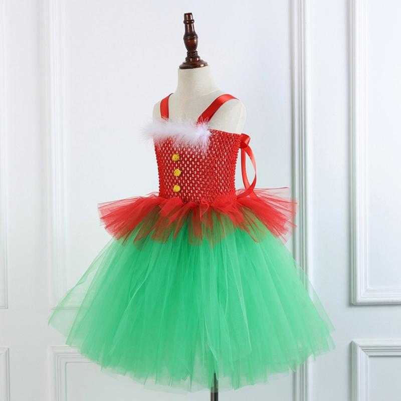 Kinder Weihnachten Elf Kostüm Zubehör für Mädchen 2-12 Weihnachten Geburtstag Fotografie Enthält Kleid und Weihnachtsmütze