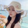 JYL TS DIY Sweet Straw Hat Wide Brim Beach Cap Woven Straw