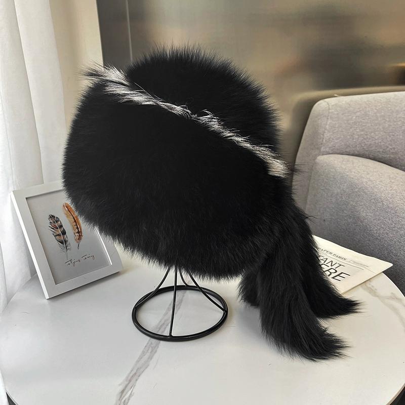 Fox Fur Hat Women's New Winter Warm Mongolian Hat Thickened Outdoor Skiing Fur Hat Shows A Small Face