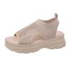 European and American knitted elastic band platform sandals women's 2024 summer new foot cover and one pedal fish mouth sandals
