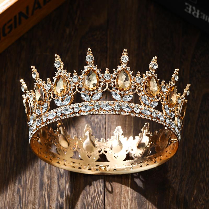 Velká koruna Nevěsta Svatba Pokrývka hlavy Barevná kulatá pokrývka hlavy Ozdoby na dort k narozeninám Královna Elegantní