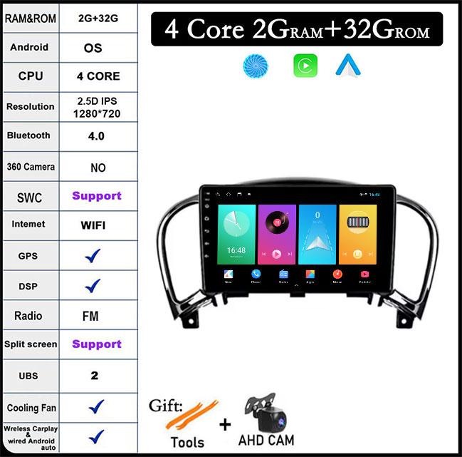 9" 2.5D Screen Android 14 Auto Multimedia Navigation GPS Auto Radio Video Stereo For Nissan Juke YF15 2010 2012 2013 2014