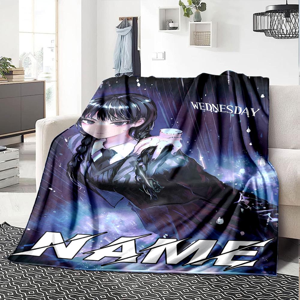 Customiz Name Personality Wednesday Addams Blanket Soft &Warm Sofa Office Bed Travel Lunch Break Blanket, Gift Suitable All Seasons
