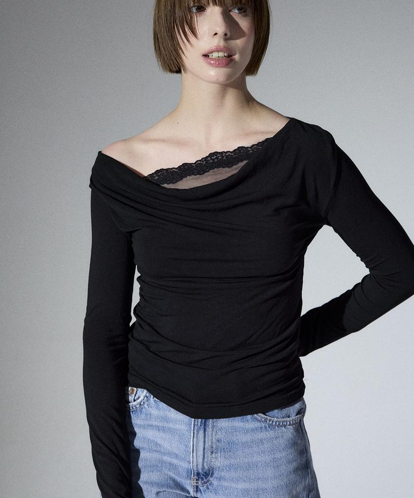 ALIENAR Lace Drape Long Sleeve(Bk)
