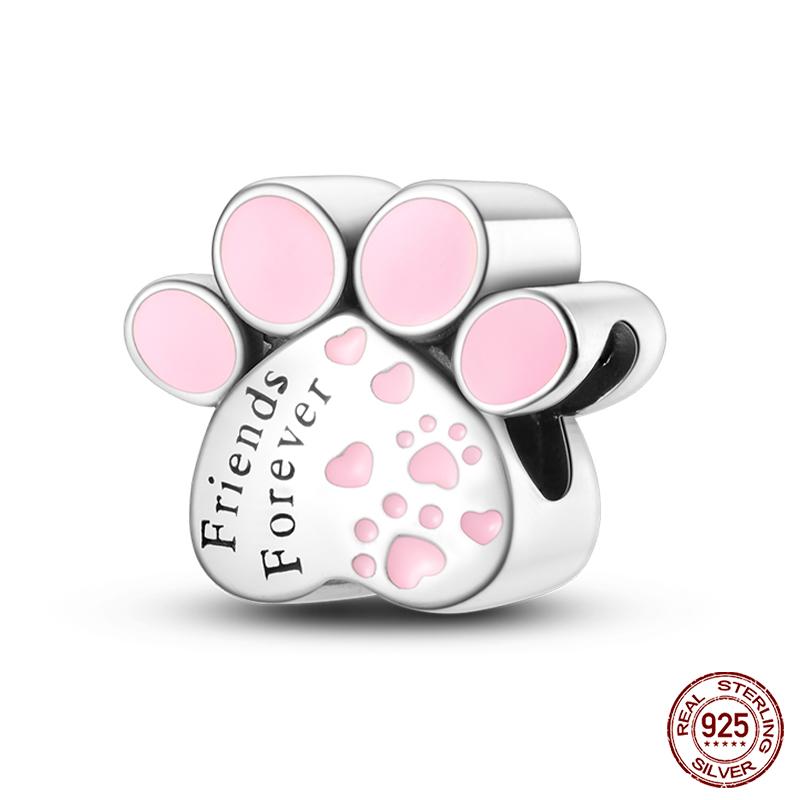 Real Copper Pink Rabbit Cat Dog Animal Charms Beads Fit Qikaola Original Bracelets Diy Birthday Jewelry Making