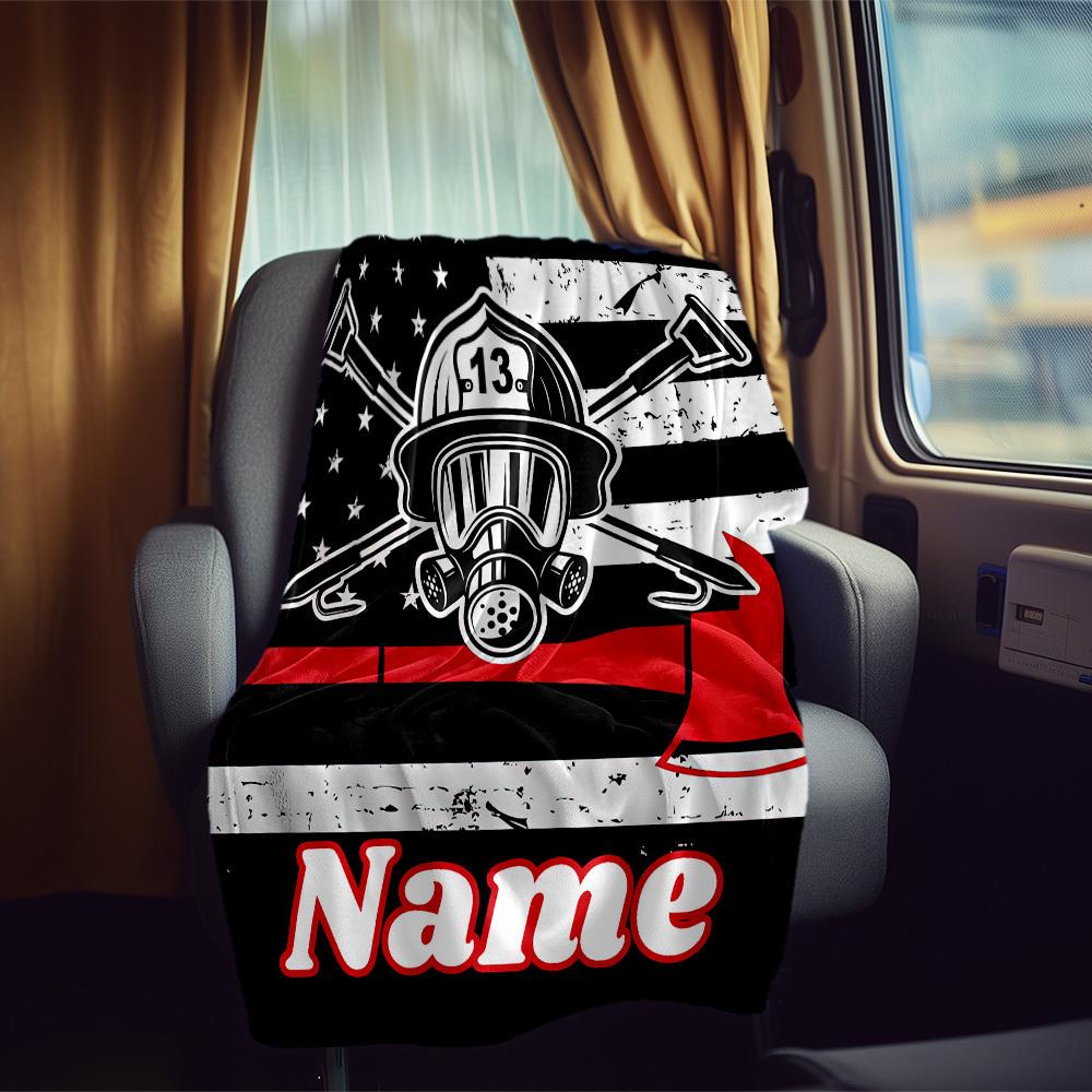 Firefighter Theme Rv Customize Your Name Blanket Comfortable Soft Lightweight Allseason Multipurpose Blanket For Travel Camping Picnics Sofas Rvs Beds