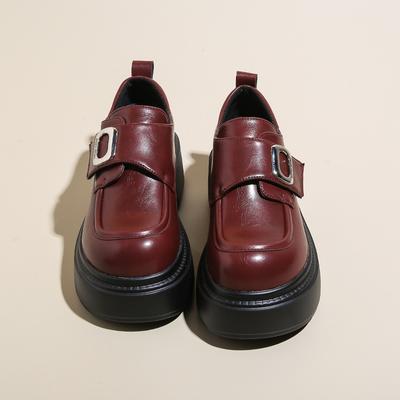 Platform Small Leather Shoes Women'S Shoes British Style Versatile Loafers Retro Brown Buckle