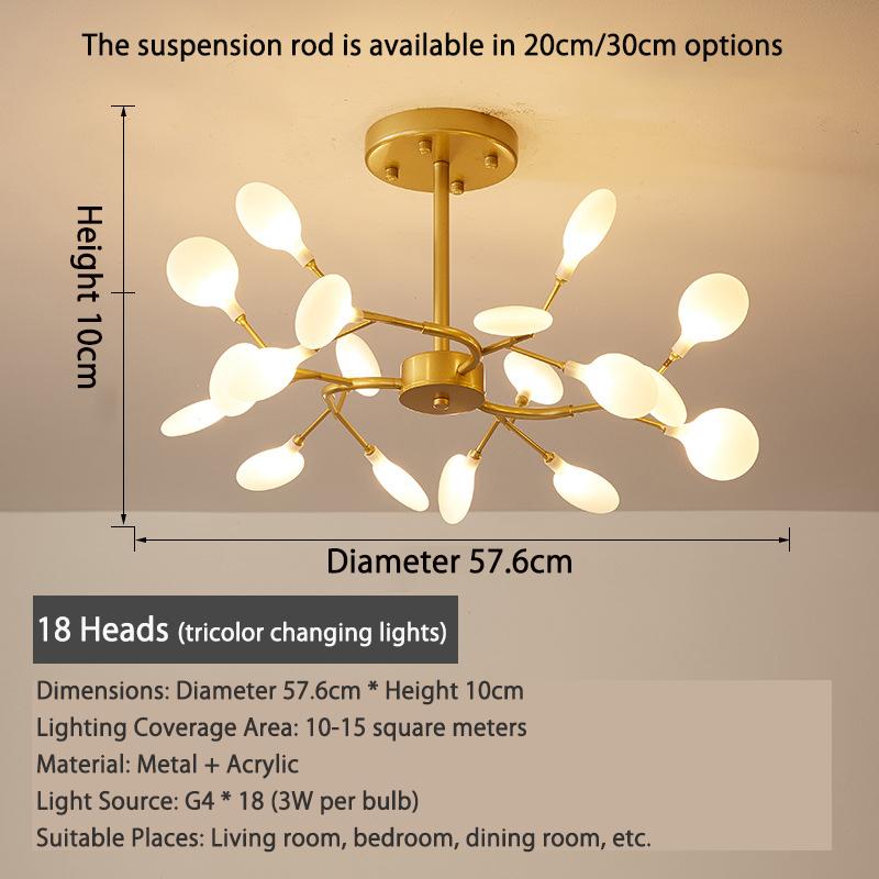 Потолочный светильник в скандинавском стиле Ins Потолочный светильник для гостиной Потолочный светильник для спальни Современный железный потолочный светильник Внутреннее домашнее декоративное освещение 18 heads