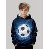 Autumn Winter 3D Football Printed Hoodies Fashionable Casual Warm Sports Long Sleeved Children's Boy Hooded Sweatshirts