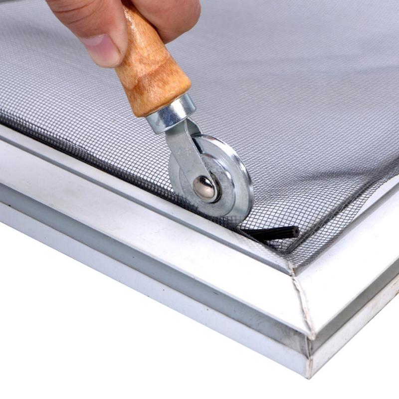 Wooden Handle and Steel Wheels Rolling Tool for Double Window Installation Hand Spline Roller Household Durable Screen Door
