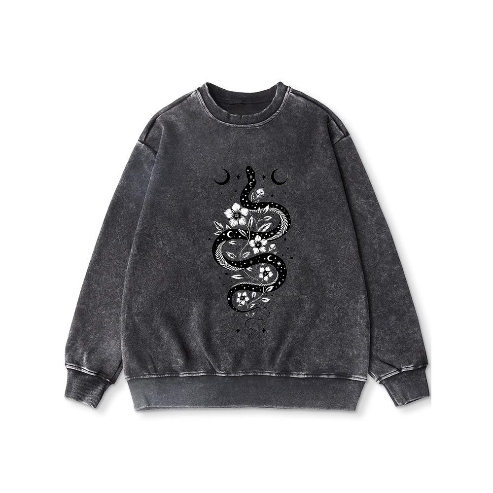 

Женский свитшот с принтом луны и змеи, выстиранный, тонкий, худи свободного кроя, осенний, повседневный, хлопковый, базовый топ 3XL