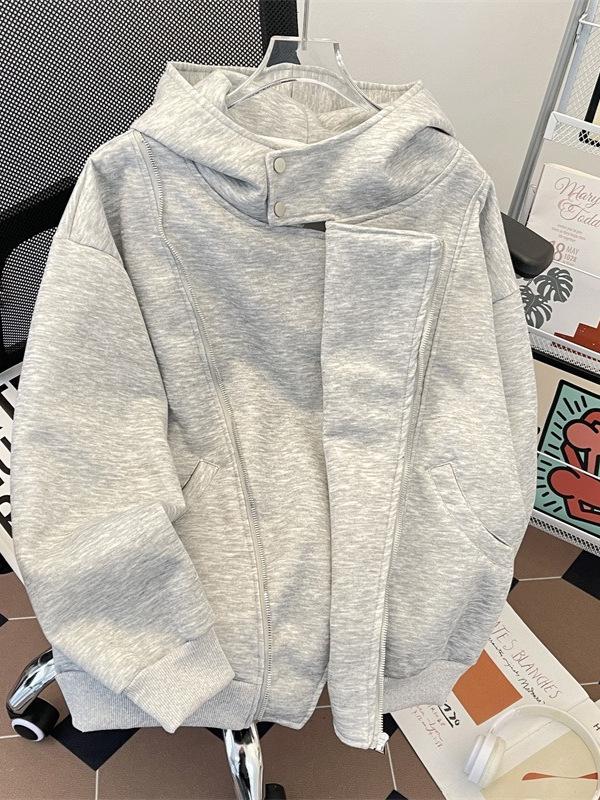 Men's Double Zipper Hooded Cardigan - Stylish & Loose Fit, Irregular Trend, High Street Casual Top for Autumn/Winter