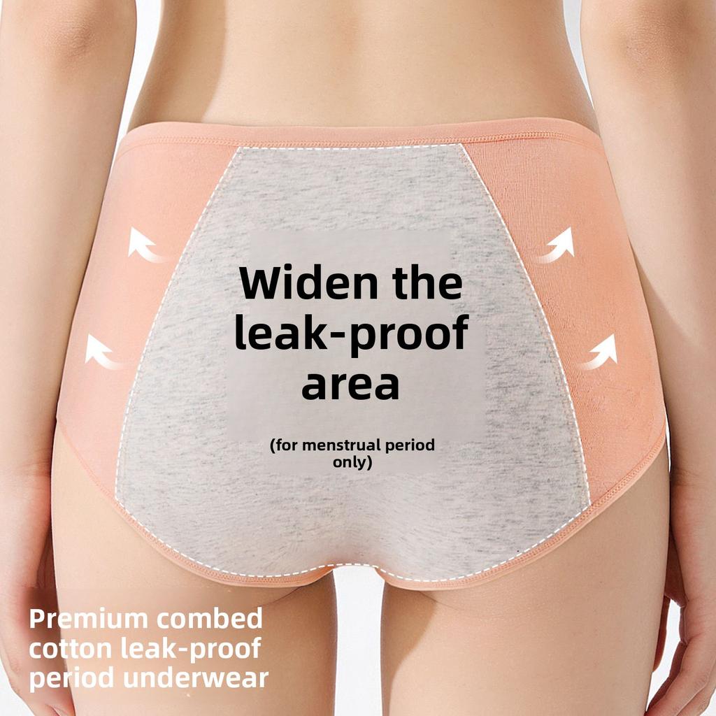 Women's Spring and Autumn Period Leak Proof High Waist Cotton Antibacterial Crotch Non Mark Triangle Briefs
