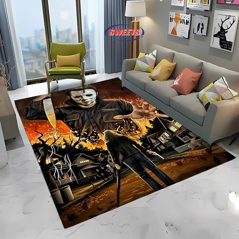 1PC M-Michael M-Myers Halloween Horror Carpet Soft Rug for Living Room Dining Room Playroom Floor Decor All Season Mat