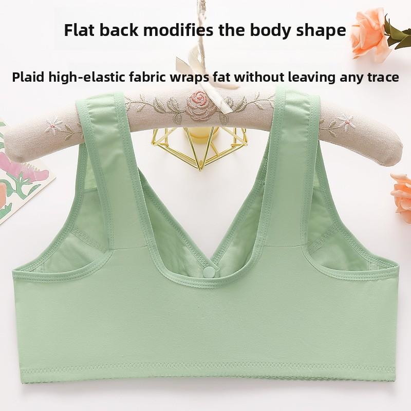 Plus Size Cotton Lace Bra for Mature Women Soft Thin Cup Front Closure Wireless Tank Top Bra Comfortable Full Coverage Supportive Underwear