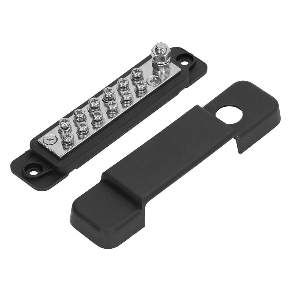 Power Distribution Terminal Block Busbar 12 Position Studs Distribution Block Bus Bar with Cover for Caravan Yacht