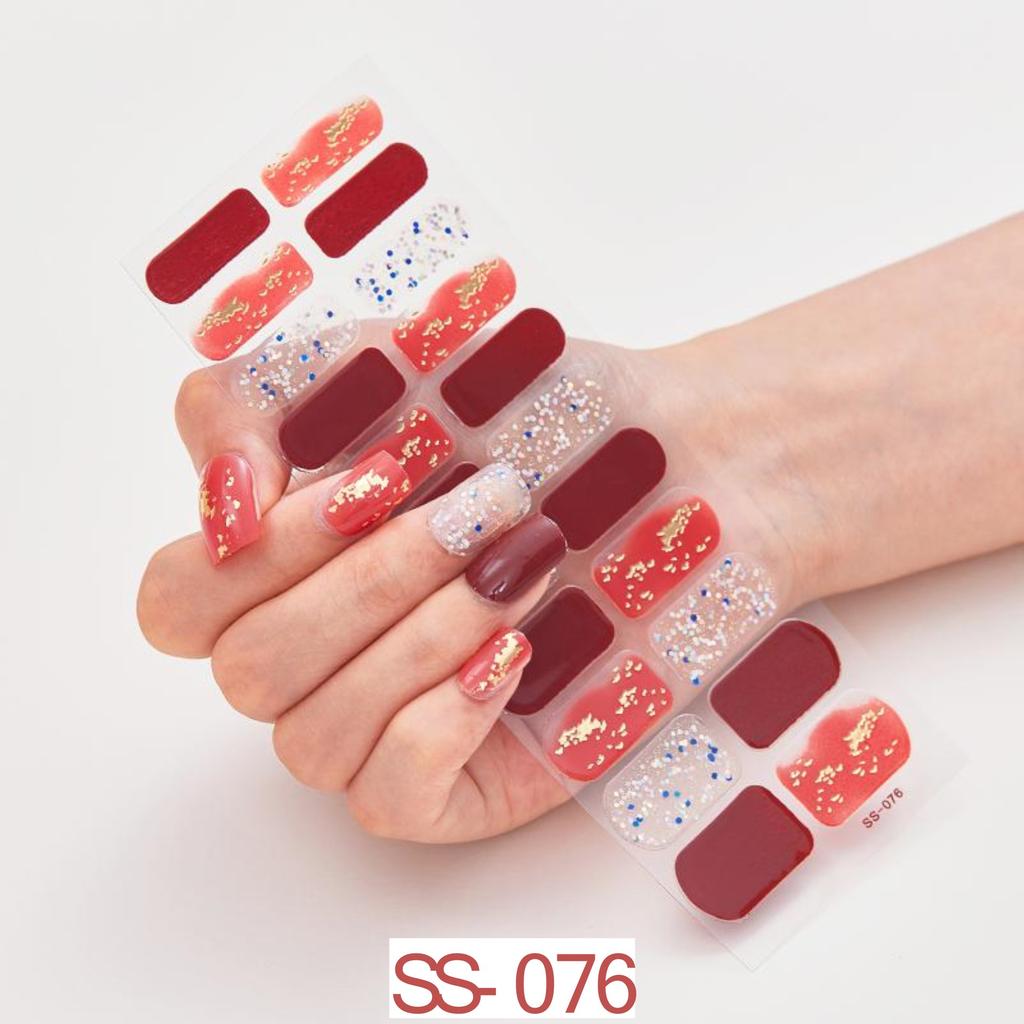 22pcs Sheet Laser Bronzing Full Cover Nail Stickers Long Lasting Tearable Cute Nail Art Wraps Design