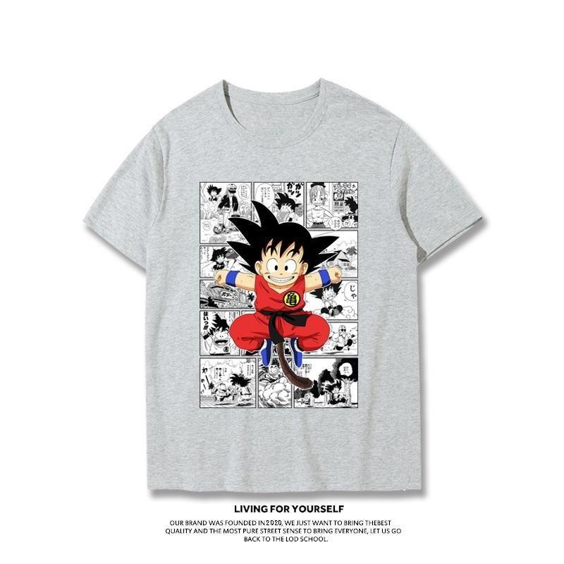 Japanese Anime Dragon Ball T-Shirt Kid Goku Master Roshi Print Casual Loose Cotton Tee Streetwear for Men