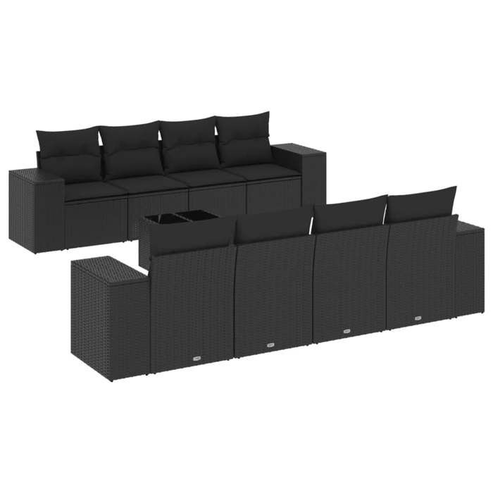 VidaXL Garden Lounge Set with Cushions 9 Pcs, Patio Sofas, Patio Furniture Set, Outdoor Furniture, Black 3254682
