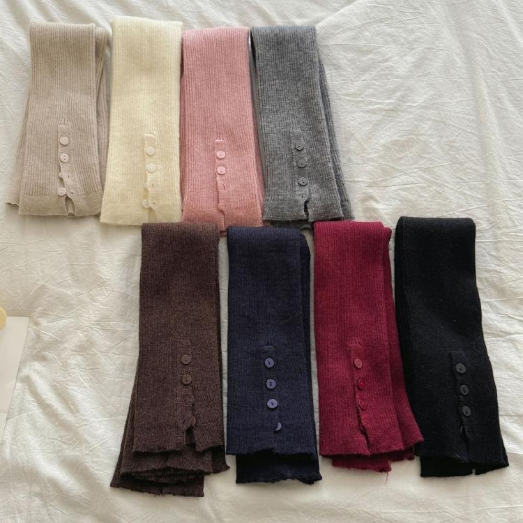 Harajuku Women's Leggings Gaiters Soft Acrylic Knitted Winter Leg Warmers Footless Socks with Side Split Buttons Decors