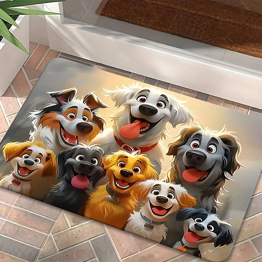 Ultra-Soft Flannel Dog Print Doormat – Non-Slip Fun Rug for Kitchen, Bathroom, Hallway, Office or Indoor/Outdoor Entry