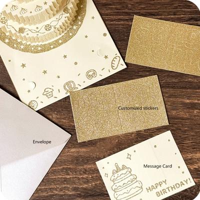 Happy Birthday Card 3D Cake Greeting Card Birthday Greeting Cards with Envelope for Women Men Kid Adult Anniversaries