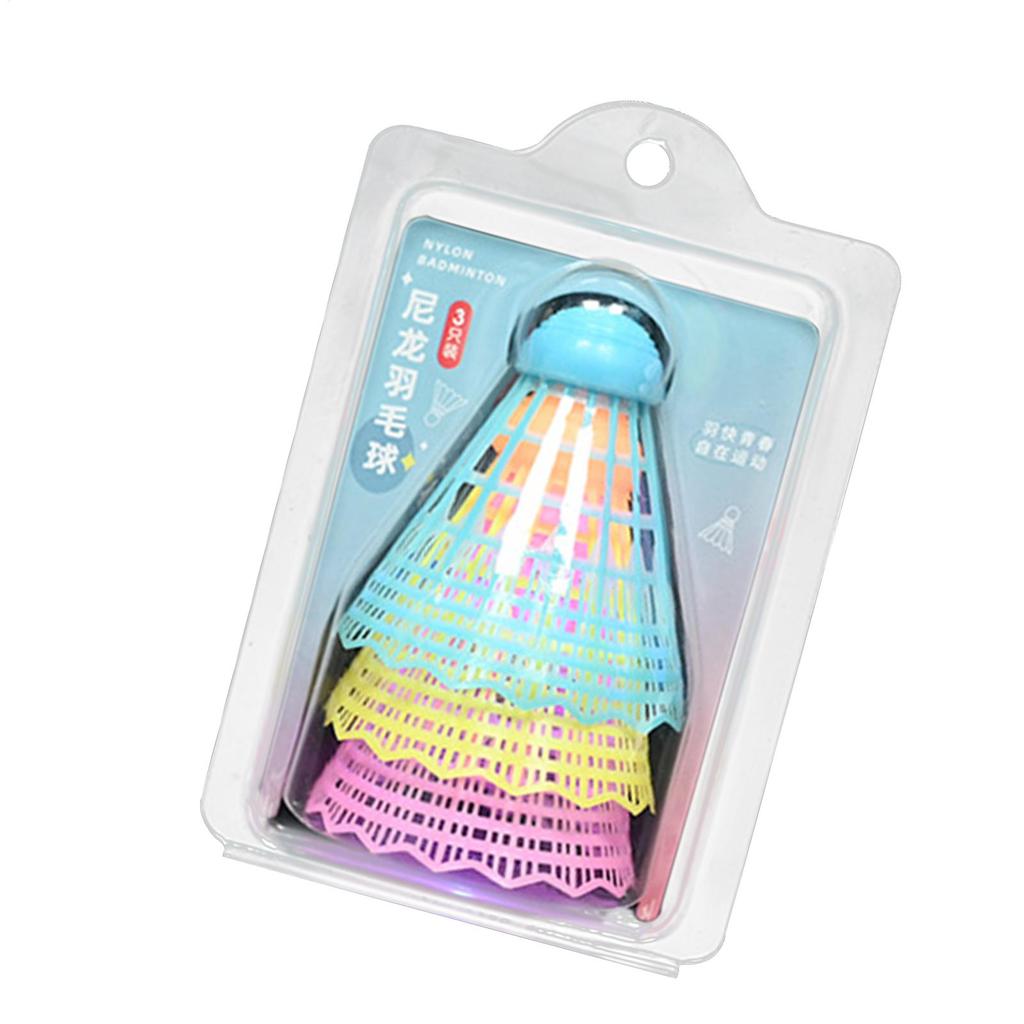 3pcs LED Light-up Badminton Balls Colorful Plastic Badminton Shuttlecocks Kids Badminton Training High Elasticity Shuttlecocks