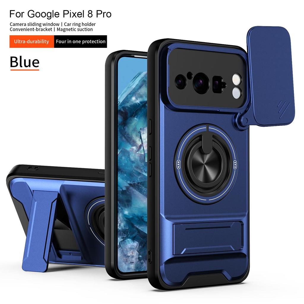 Schiebkameraabdeckung Kompatibel für Google Pixel 8 Pro Hülle Mit integriertem Ringständer und Klappständer