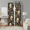 2 pcs, versatile polyester transparent curtains for home decoration Brown Boho Floral (2) for use in bedrooms and living rooms