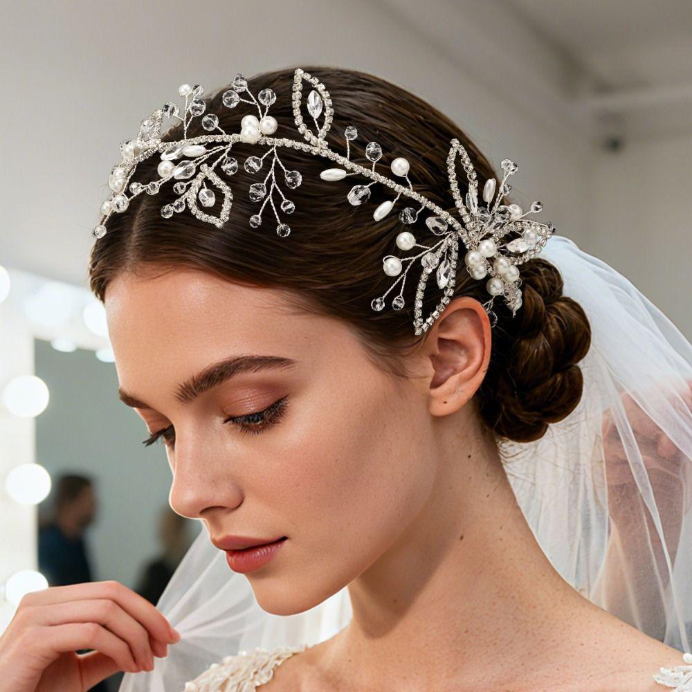 Sparkling Flower Hair Comb Rhinestone Headpiece Elegant Bridal Headband Girls
