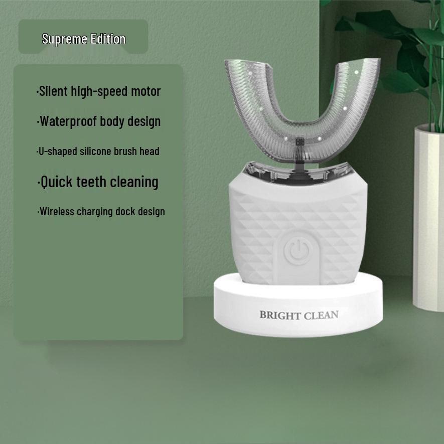 Rechargeable U-Shaped Sonic Electric Toothbrush with Soft Bristles & Automatic Timer