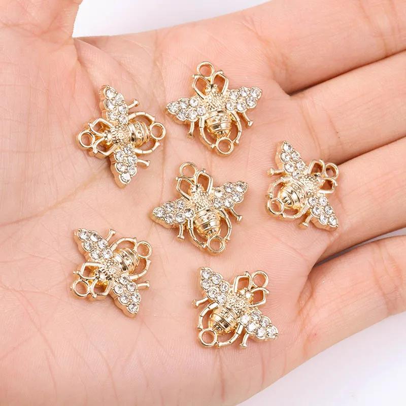 10Pcs 22*17mm Gold Colour Alloy Enamel Bee Pendant Oil Dripping Animal Charms for Jewelry Making DIY Necklace Earrings Accessory