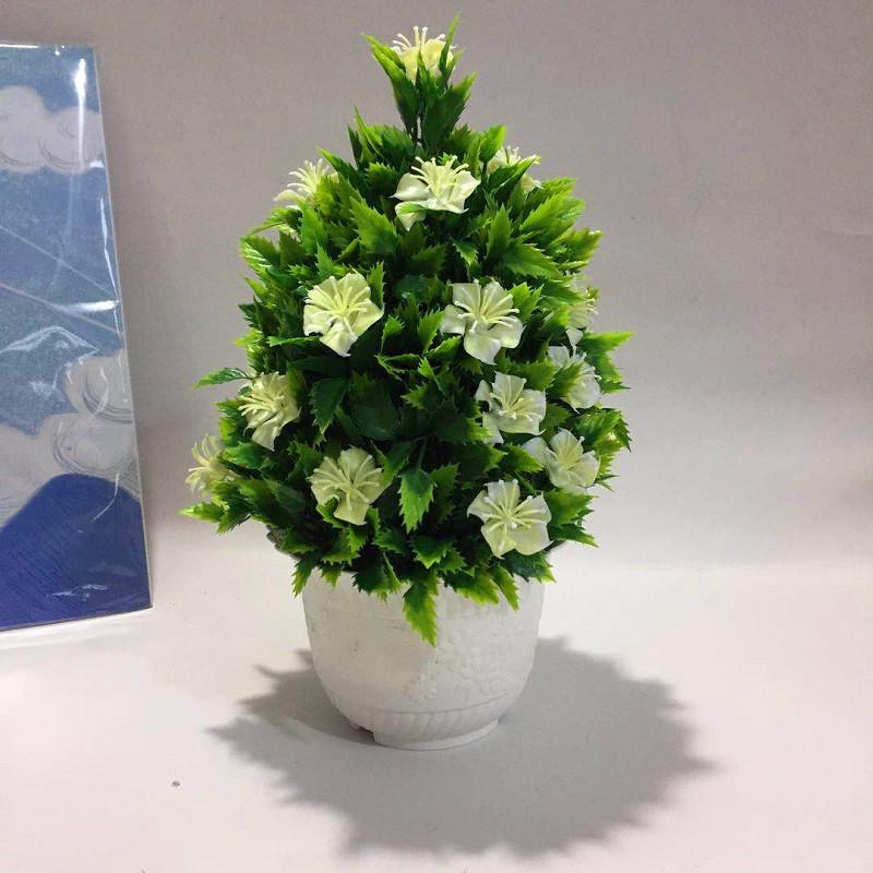 Künstlicher grüner Pflanzentopf mit 26 Kirschblüten für Schreibtisch im Büro und Wohnzimmer