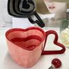 Creatieve Hartvormige Keramische Koffiekop 300ml Exquise Gestreepte Mok Latte Koffiekop Thuis Afternoon Tea Melkmok Verjaardagscadeau