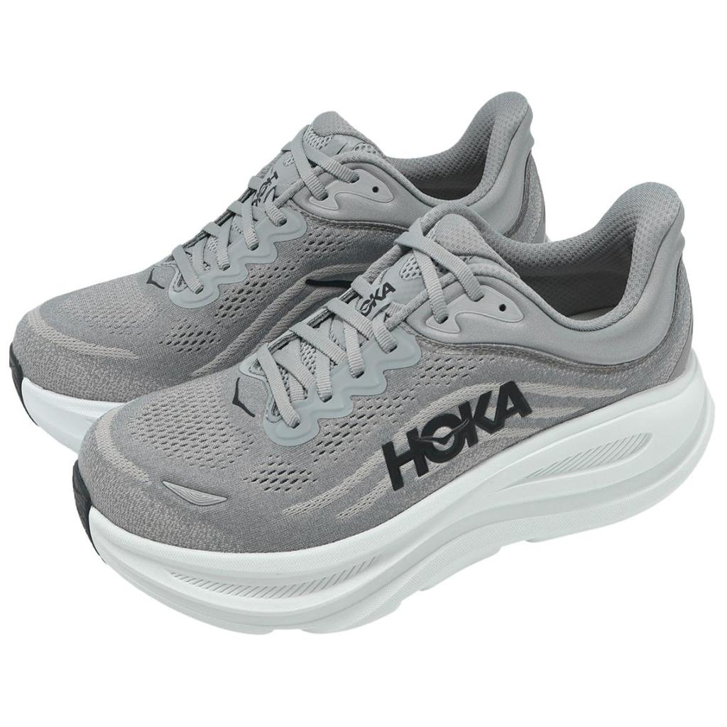 HOKA ONE ONE Bondi 9 Cushioning Breathable Support Lightweight Casual Long Distance Running Shoes Unisex Gray 1162015-GCTC