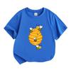 Kids Boys Girls Crew Neck Short Sleeve 100% Cotton T-Shirt, Cute Cartoon Bees Honeycomb Print Casual Soft Breathable Top For Daily Wear Summer Activit