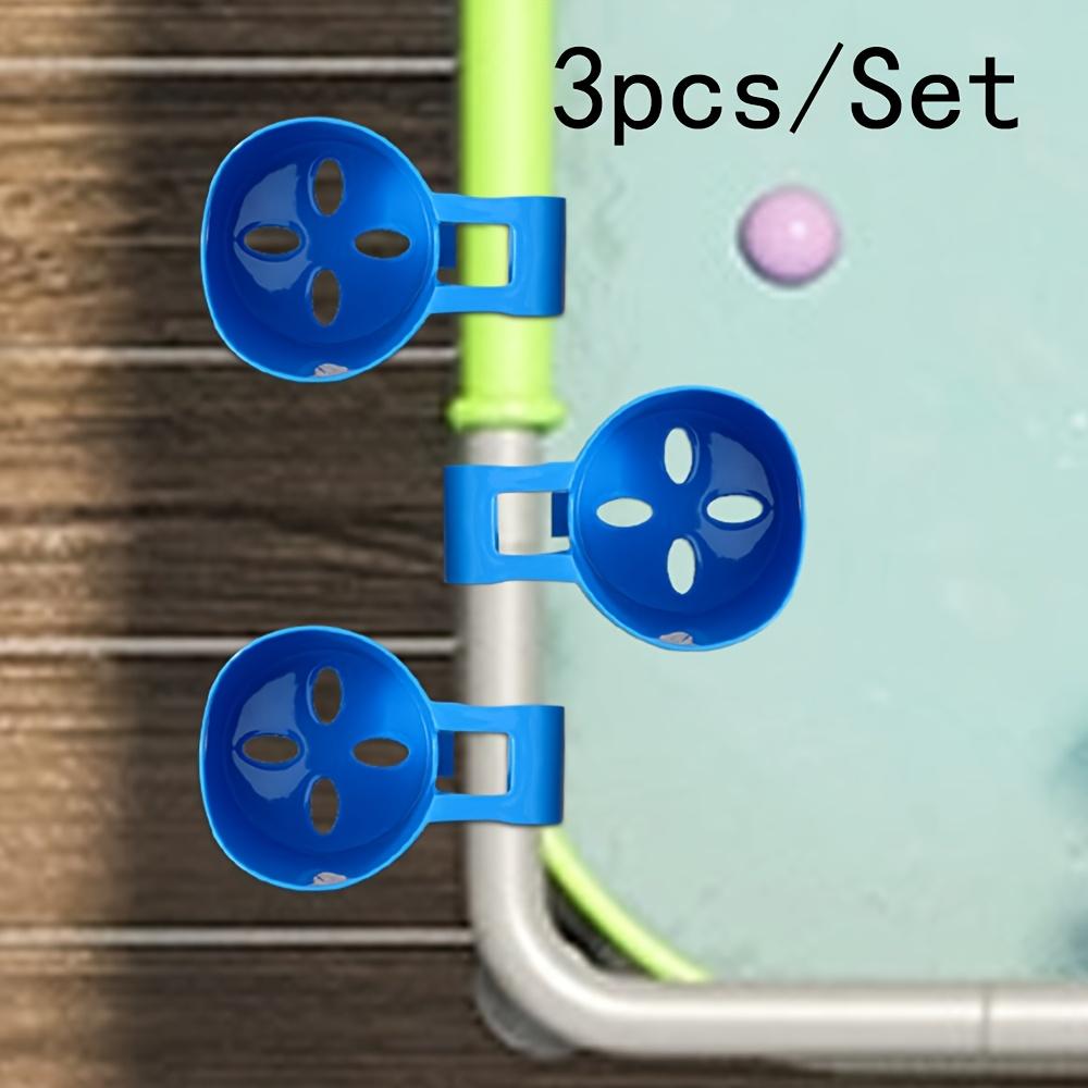 3-Piece No-Drill Wall-Mounted Pool Rack, Outdoor Storage & Beverage Beer Cup Holder for Poolside