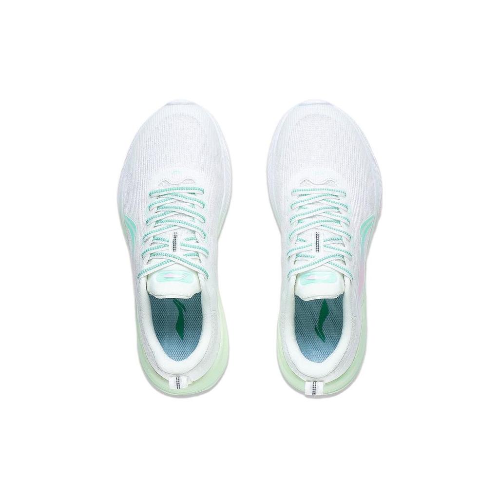Li Ning Lanying Leichte Bequeme Textil-, TPU-Niedrig geschnittene Laufschuhe Damen Weiß Cyan Rosa AFVT012-3
