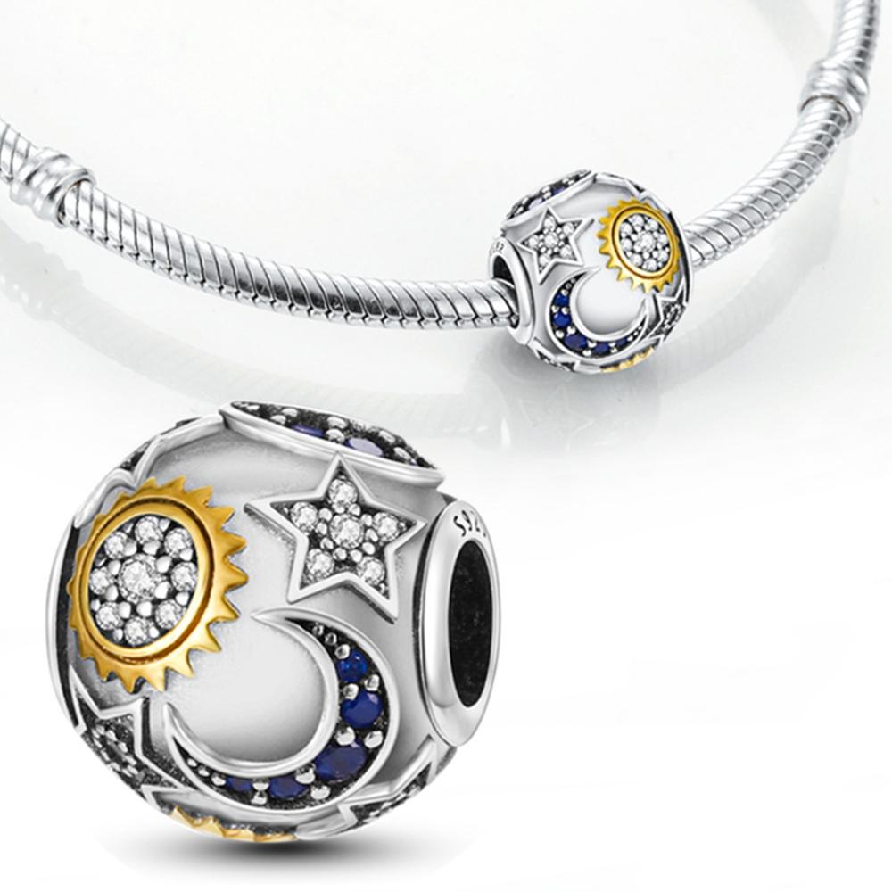 

Original Charms Copper Simple Moon, Sun, Stars, Beads Fit Charms Plata Bracelets For Women Women Jewelry Making Diy