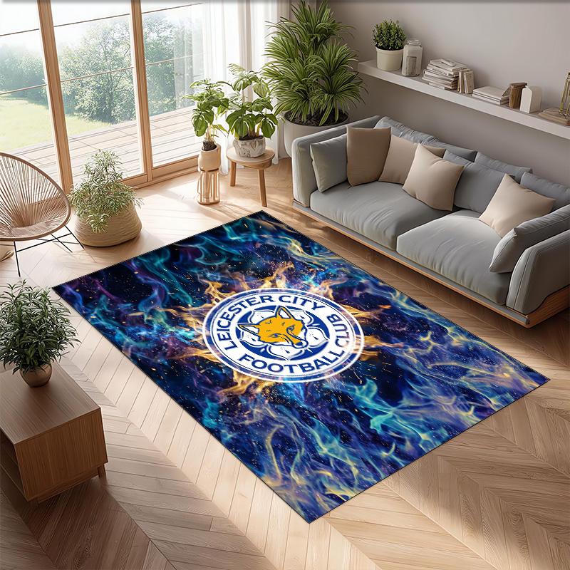 Tappeto in Velluto di Cristallo con Stampa del Leicester City Football, Comodo Assorbente d'Acqua Antiscivolo Tappeto per Pavimenti Interni