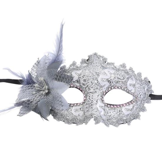 

Сверкающая половина лица с цветочным декором и блестками, дизайн, сверхлегкая маска для Хэллоуина, маскарадная вечеринка, реквизит белый