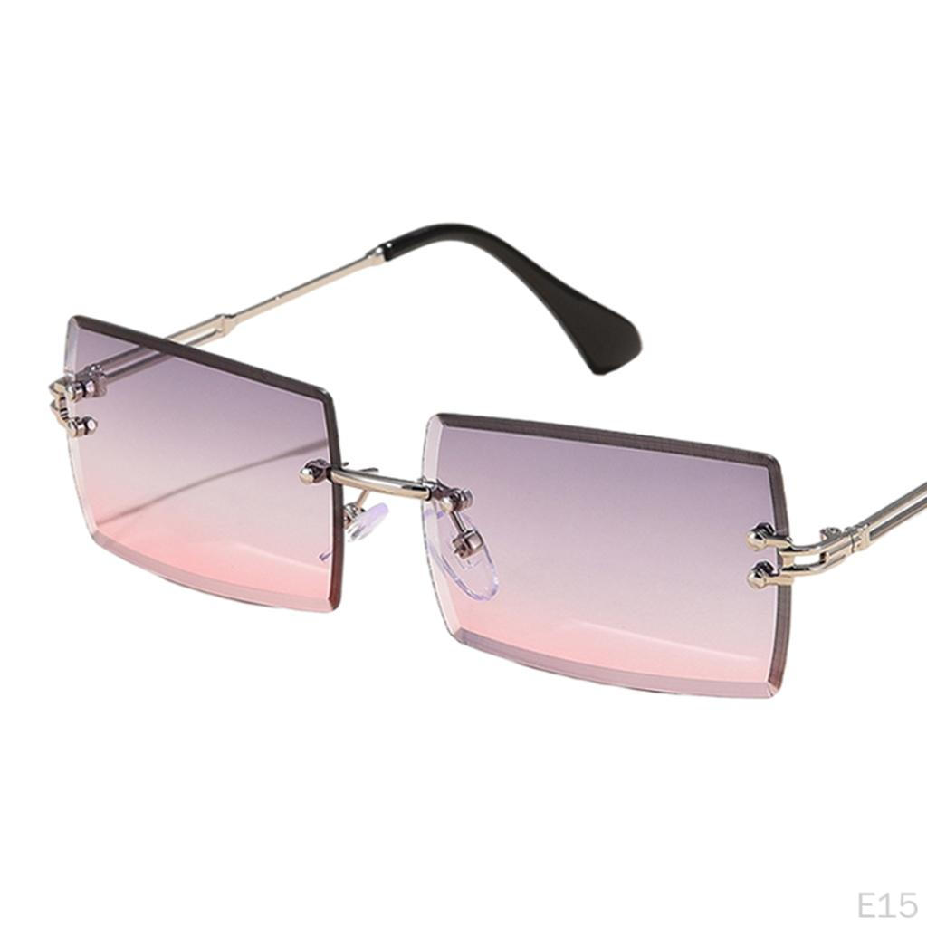 Sunglasses for , Rectangle Cut Retro Tinted Lens UV400 Rimless Shades