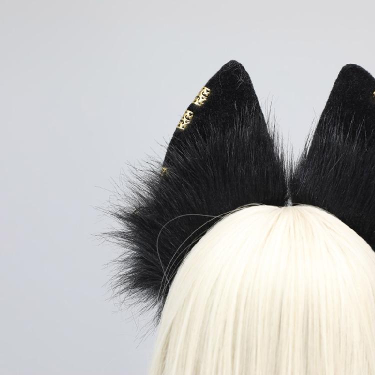 Serre-tête Oreilles de Loup Poilues Anime Événement Cerceau pour Cheveux Décoration de Tête Fête d'Halloween