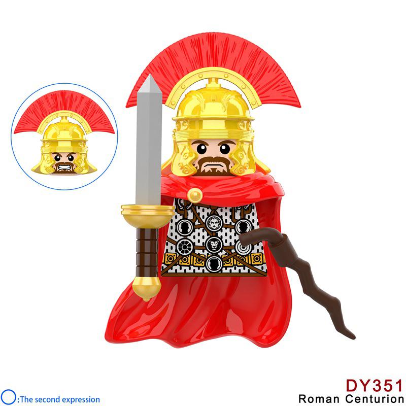 

Medieval Military Rome Castle Figures Set Roman Soldiers Lion Bear Wolf Head Trumper Weapons Shield Building Blocks Bricks Toys