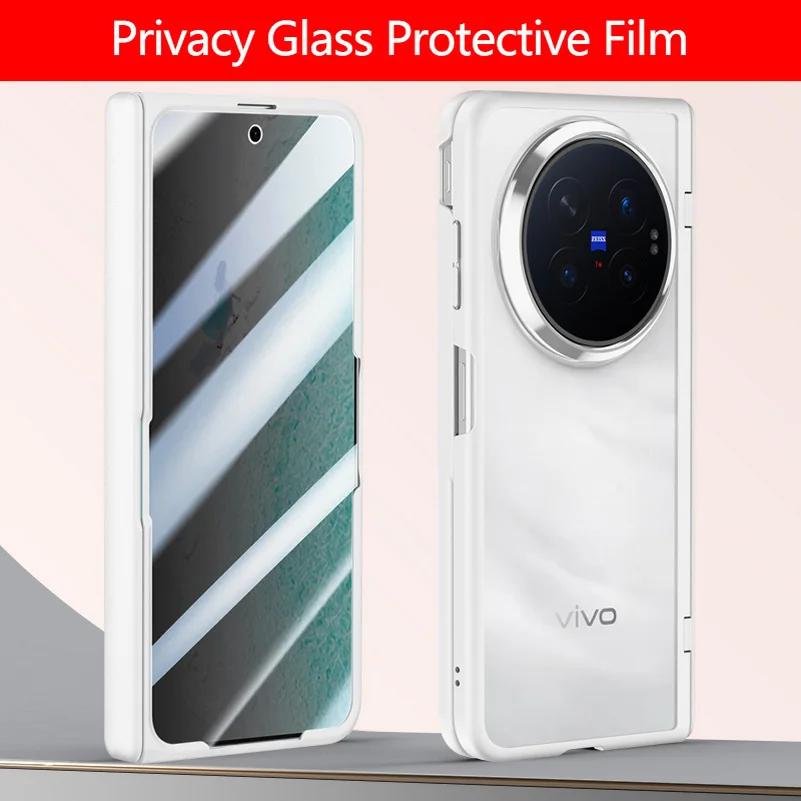 Frosted Semi-transparent Back Cover For VIVO X Fold 6 with Metal Lens Ring Front Glass Screen Protector Case
